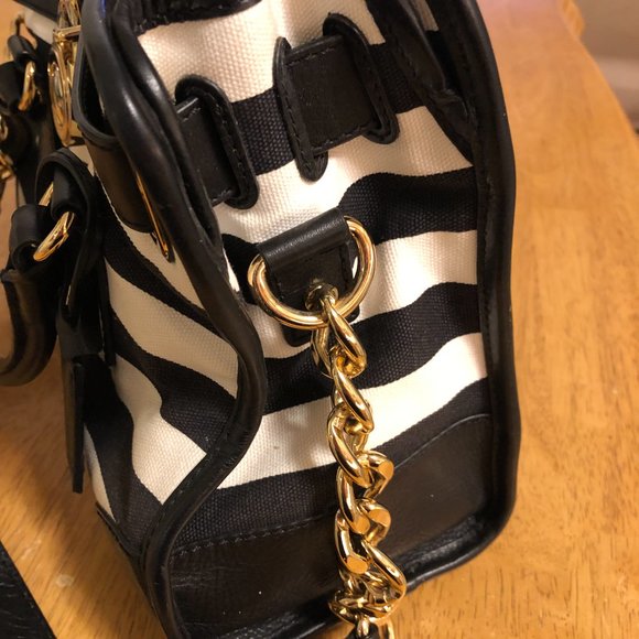 Michael Kors Hamilton Striped Satchel Top Handle And Shoulder Bag - Picture 4 of 7